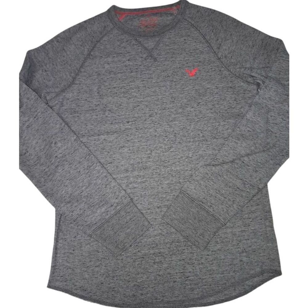 AEO 1977 Heritage Classic Fit Thermal‎ Shirt Men's M Gray Heather Long Sleeve